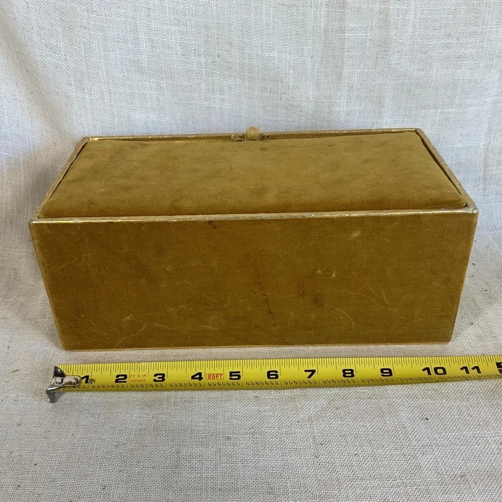 Vintage 60s 70s Gold Velvet‎ Faberge Presentation Box Glam Bling Retro Regency